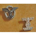 German WWII Stickpins Including: The Pilot's badge and Iron Cross 1st Class Spange (Spange makers