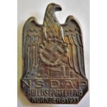 German N.S.D.A.P. Reich's Party Day Nurnberg 1933 badge, solid construction.