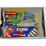 Dinky and Corgi Toys- in used condition, the collection includes 4 very old petrol pumps, a junction