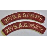 SAS - a pair of 21st SAS (Artists) Shoulder titles