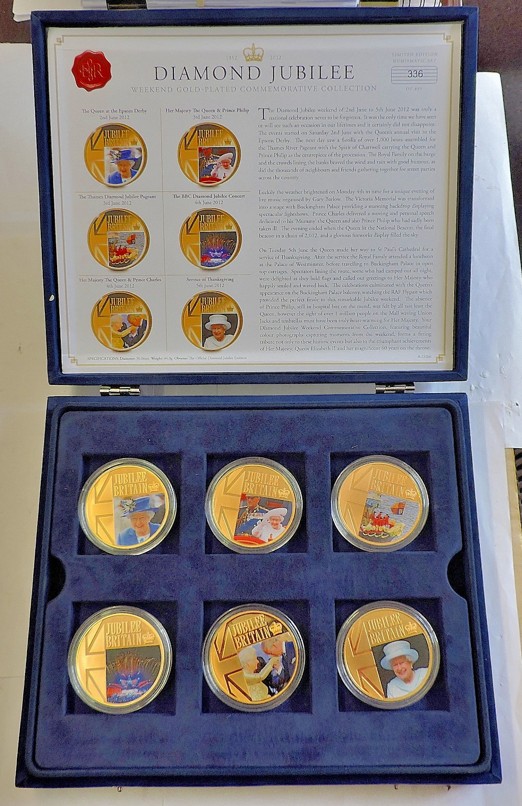 Queen Elizabeth - 2012 Diamond Jubilee Commemorative Collection (6) 50mm, boxed.