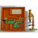 Instruments-German Microscope with slides by 'Grossissements' in lovely condition boxed