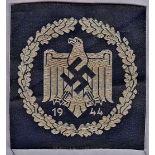 German 1944 Cloth Sports Badge, Beri Silk