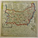 Antique Maps-1751 Map of Suffolk-miniature from Britannia depicts, very fine 12cmx12cm