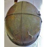 German WWII Paratroopers Helmet with partial Zeltbarn camo cover and wire around the exterior. (A