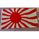 Japanese War Flag dated 1942 on the lanyard, Naval pattern flag with the 'Rising Sun' having