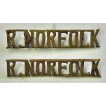 WWI Officers private purchase Royal Norfolk Shoulder Title Pair 'R.Norfolk' in excellent condition.