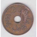 Palestine 1942 Bronze 20 mils, KM5a GUF Rare.