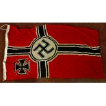 German WWII Kriegsmarine Naval Flag measuring 5 x 3 feet (Sold as is)