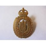 Westmorland and Cumberland Yeomanry WWI/II cap badge (Gilding-metal, lugs) K&K 1435