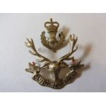 Queen's Own Highlanders (Seaforth and Camerons) Tam o'shanter cap badge, 2 piece construction, QC (