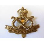 The South Staffordshire Regiment WWI cap badge, KC (Brass, slider) K&K: 649