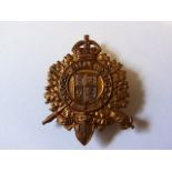 5th City of London Regiment (London Rifle Brigade) WWI Officers type cap badge, KC (Brass, slider)