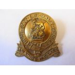 14th (King's) Hussars WWI Cap badge, KC (Gilding-metal, lugs) K&K: 773