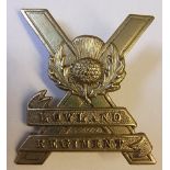 British 52nd Lowland Division Regiment Cap Badge (White-Metal, lugs)