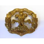 The Prince of Wales's Volunteers (South Lancashire) WWII Economy issue Cap badge (Brass, lugs) K&