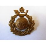 Royal Marines (R.M.L.I.) WWI Forage cap badge (Brass, lugs) K&K: 1097