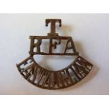 East Anglian Territorial Royal Field Artillery WWI shoulder title (Brass, lugs) An usual and rare