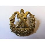 Queen's Own Cameron Highlanders cap badge, (white Metal, lugs)