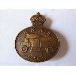 Royal Naval Air Service Armoured Car Section WWI Cap badge (Gilding-metal, slider) maker J.R. Gaunt,