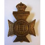 16th County of London Battalion (Queen's Westminster Rifles) WWI Cap badge, KC (Brass, slider) K&