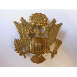 American WWII Infantry Officers cap badge (Brass, screw/pinch pin back) Wonderful toning.