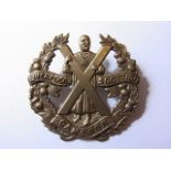 Liverpool Scottish Cameron Highlanders Cap Badge (White-Metal, lugs)