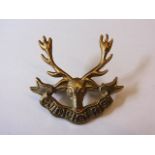 Queens Own Highlanders (Seaforth and Camerons) Cap Badge, (White-Metal, Lugs) QC.