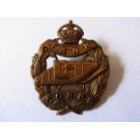 Tank Corps pre 1924 cap badge (Brass, lugs) KC, K&K: 1156