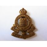 Royal Army Ordnance Corps Other Ranks Forage cap badge c. 1920 (Brass, slider) K&K: 1025