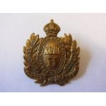 The 18th (Princess of Wales's) Royal Hussars WWI Officers Cap badge (Gilt, lugs) K&K: 787