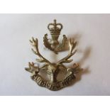 Queen's Own Highlanders (Seaforth and Camerons) Tam o'shanter cap badge, 2 piece construction, QC (