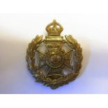 17th London Regiment (Poplar and Stepney Rifles) WWI Officers Cap badge, KC (White Metal, slider)