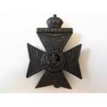 The King's Royal Rifle Corps WWI Cap badge (Black-metal, slider) Made by J. R. Gaunt with KC, K&K: