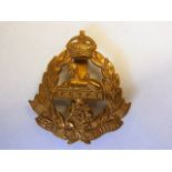 The East Lancashire Regiment WWII economy issue all brass cap badge, KC (Brass, slider) K&K: 638