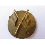 Royal Army Signal's Arm Sleeve badge (Brass, lugs) with brass backing plate.