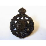 Royal Army Chaplains Department (Jewish Chaplains) KC, WWII Service-dress Cap badge (Blackened-