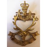 Queens Own Highlanders (Seaforth and Camerons) Cap Badge, two part construction, (White-Metal, Lugs)