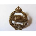 Royal Tank Regiment (White-Metal, lugs), Cap Badge KC K&K:1923