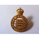 The Essex Yeomanry (Dragoons) WWI Cap badge (Brass, lugs) KC, K&K: 1491