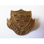 Sussex Volunteer Training Corps WWI Other-ranks cap badge (Gilding-metal, lugs) K&K: 1681