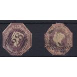 Great Britain - 1847-54 (2) 6d Mauve & 6d Purple embossed, cut to shape examples.