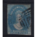 Australia (Tasmania) - 1856 4d Deep Blue, fine used SG24. Cat £110.