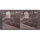 Stereoscope-A stereoscopic card from the Great War showing German shells bursting on British