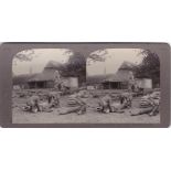 Stereoscope-A stereoscopic card from the Great War showing stretcher-bearers at work.