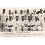 Postcard-Showing the first England test team of 1957, includes some of the great names of cricket