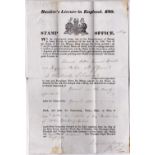 Yeovil Old Bank Somersetshire 1828 Bank Licence, a scarce document. VF