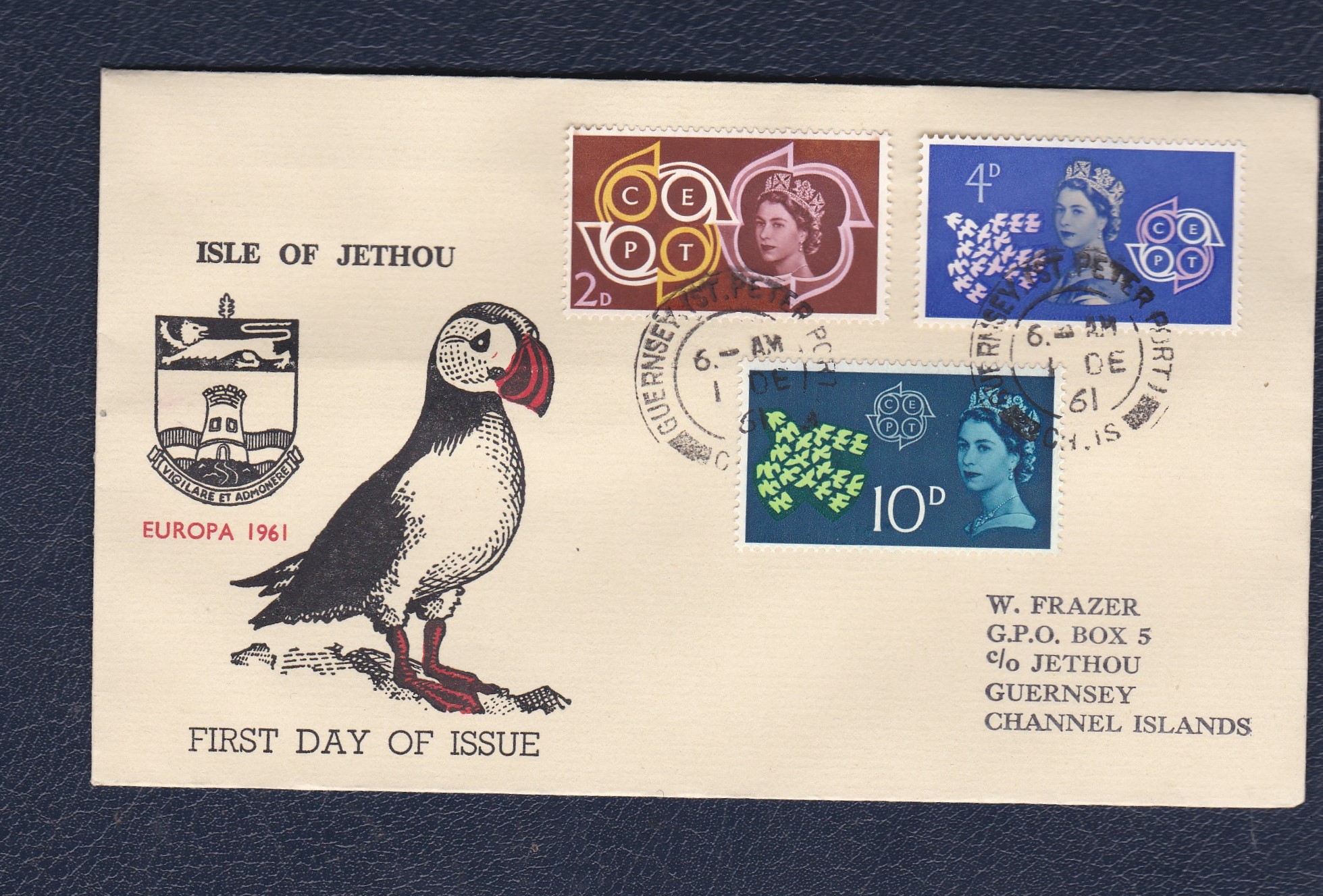 Great Britain 1961-S.E.P.T First Day cover Isle of Jethou, Guernsey FD1, puffin illustrated FDC.