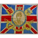 1910 Coronation Patriotic miniature flag - Queen Mary "God bless the Queen" A beautiful small