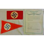 German 1930's period Armband with stamp on the back, small pennant and a (schulentlassungs-